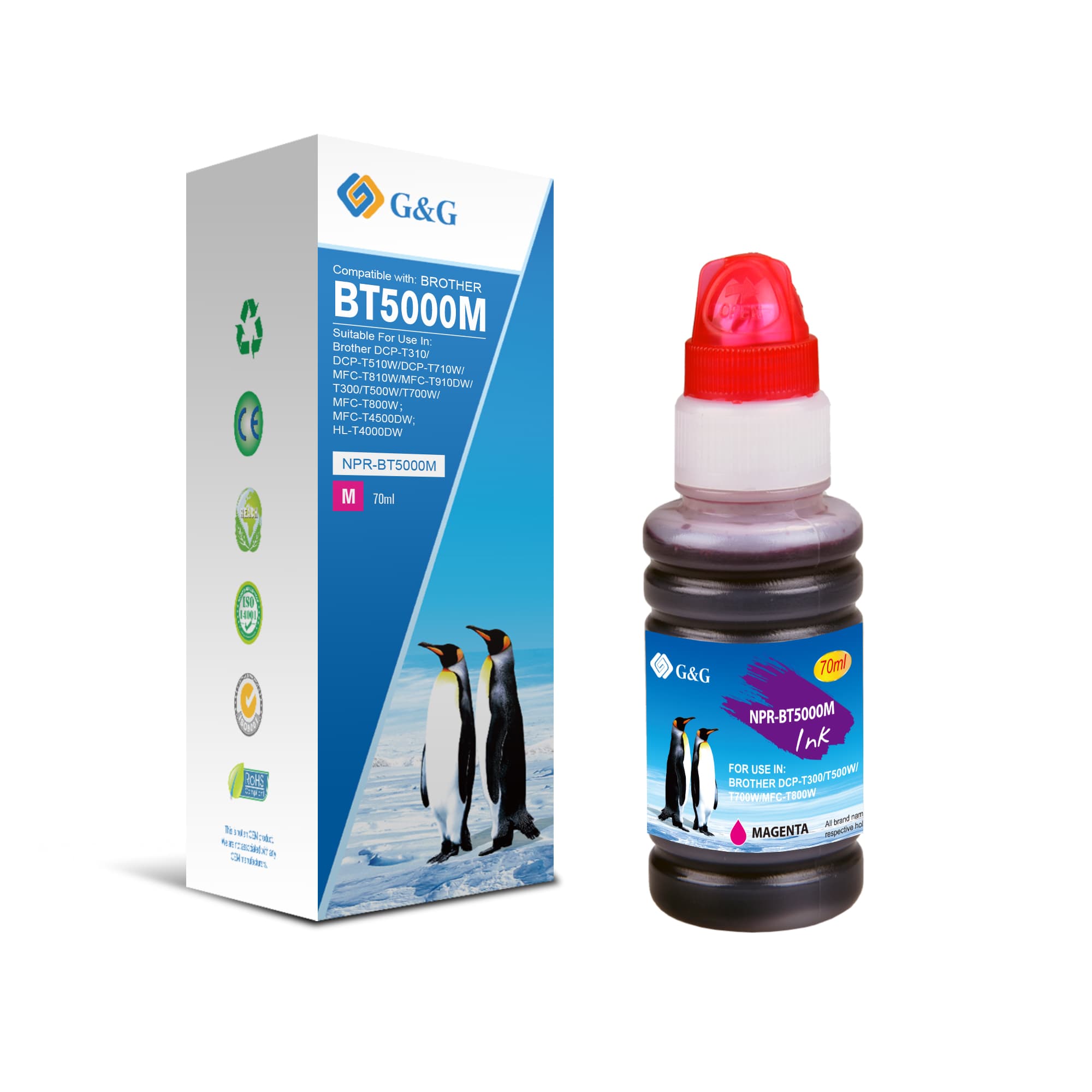 Flacon cerneala Premium G&G Brother BT 5000 Magenta (BT-5000M, BT5000M)