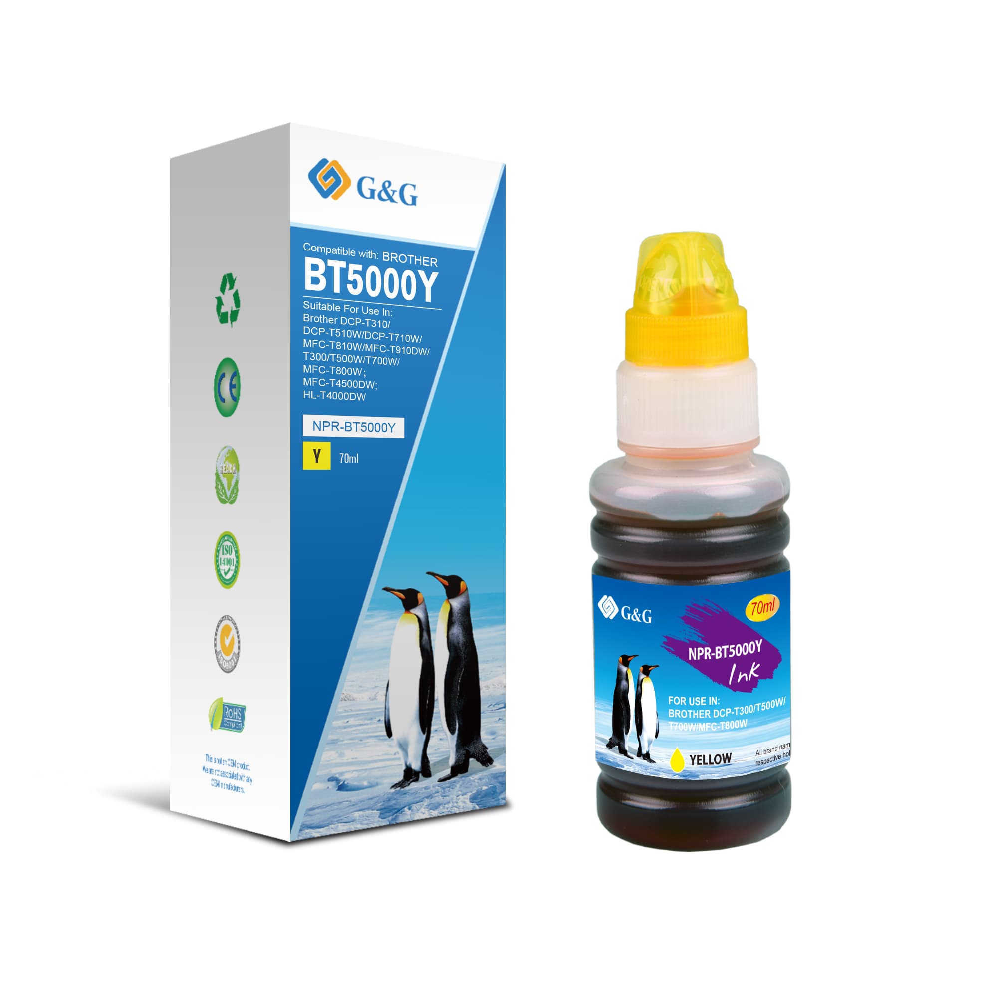 Flacon cerneala Premium G&G Brother BT 5000 Yellow (BT-5000Y, BT5000Y)