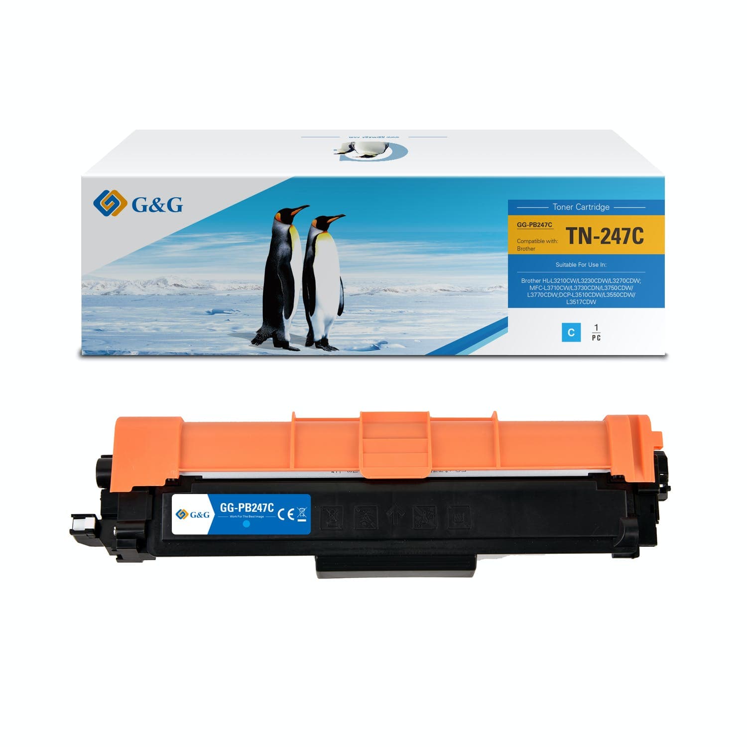 Toner Premium G&G (2.3K) Brother TN 247 Cyan (TN-247C, TN247C)