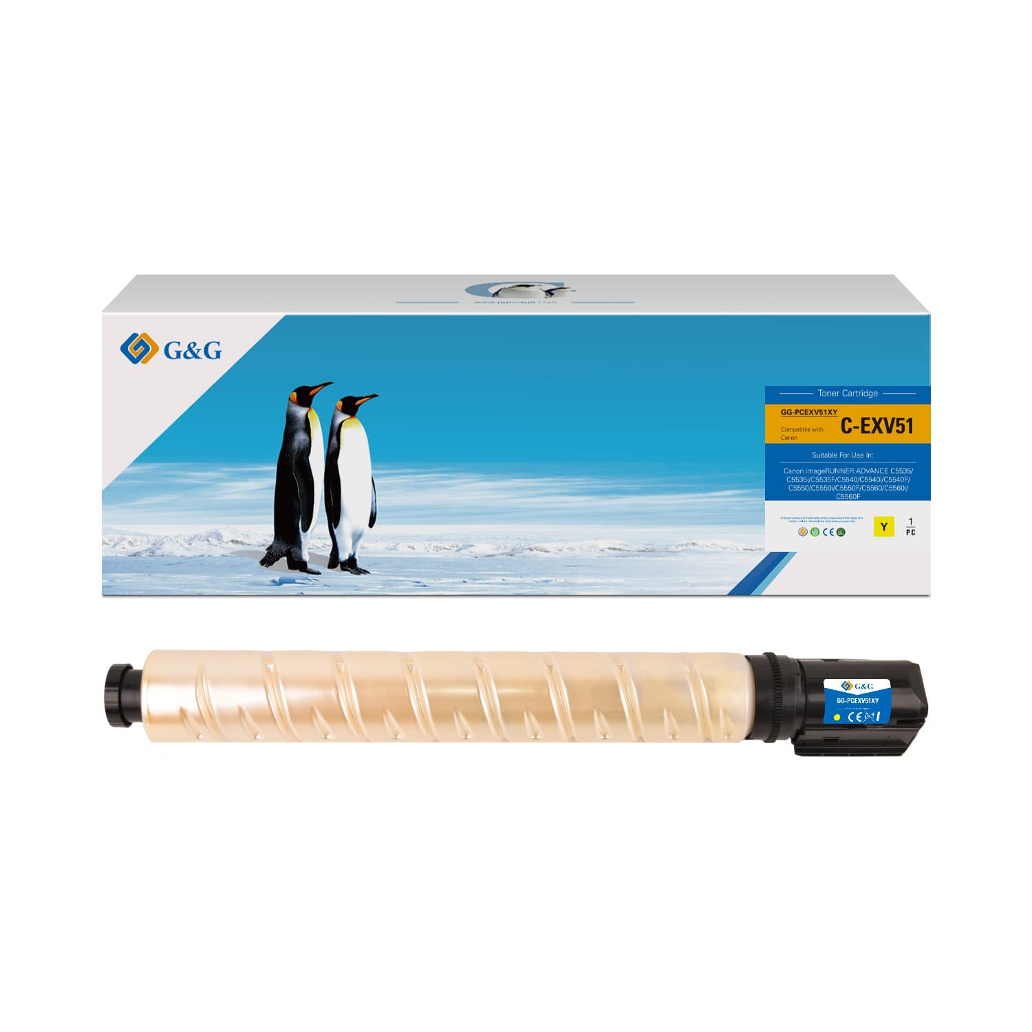 Toner Premium G&G (60K) Canon EXV 51 Yellow (0484C002, C-EXV51Y, CEXV51Y)