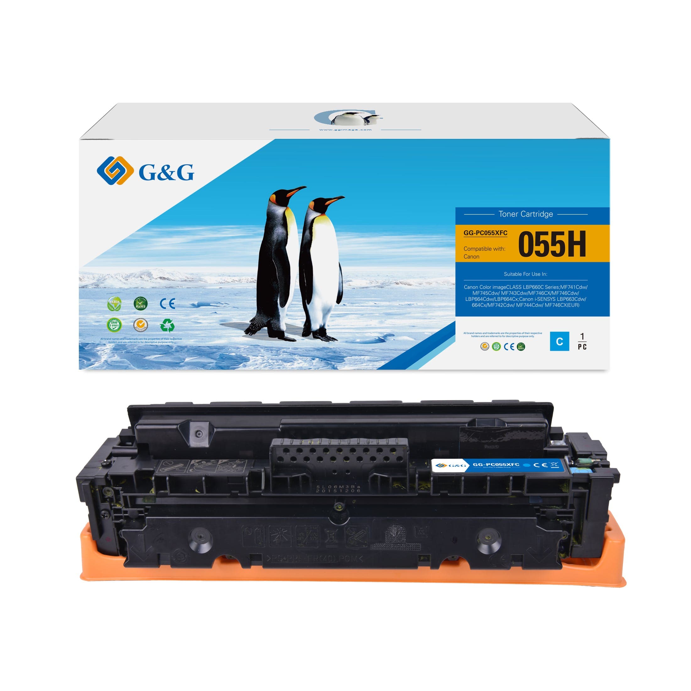 Toner Premium G&G (2.1K) Canon 055 Cyan (3015C002, CRG-055C, CRG055C)