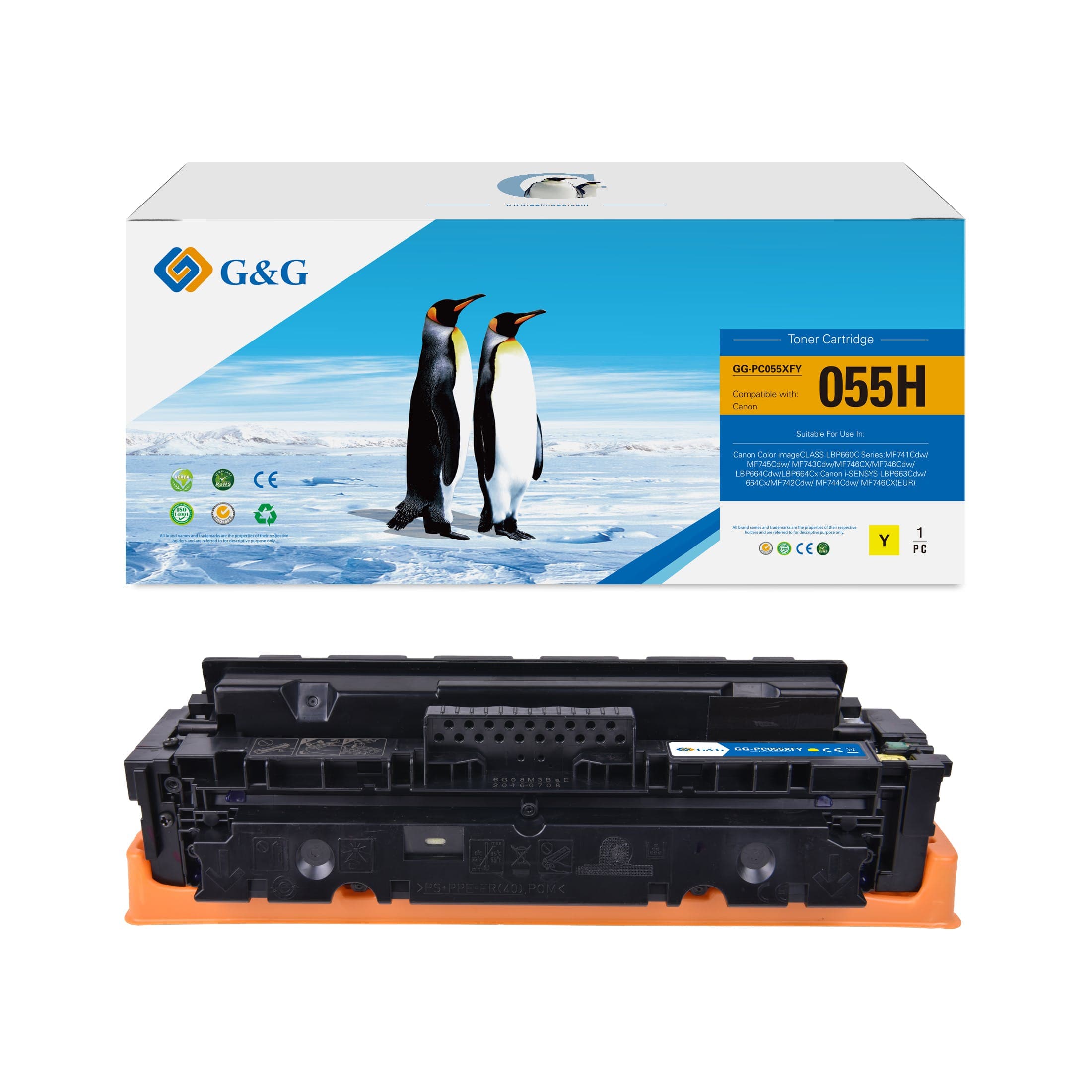 Toner Premium G&G (2.1K) Canon 055 Yellow (3013C002, CRG-055Y, CRG055Y)
