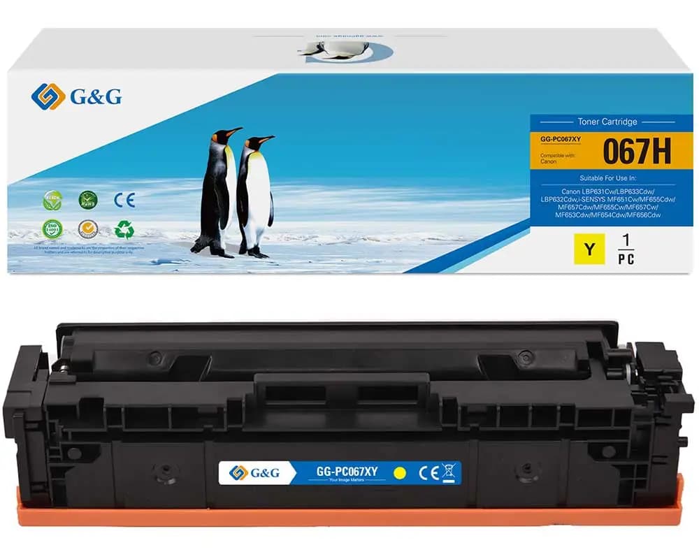 Toner Premium G&G (1.25K) Canon 067 Yellow (5099C002, CRG-067Y, CRG067Y)