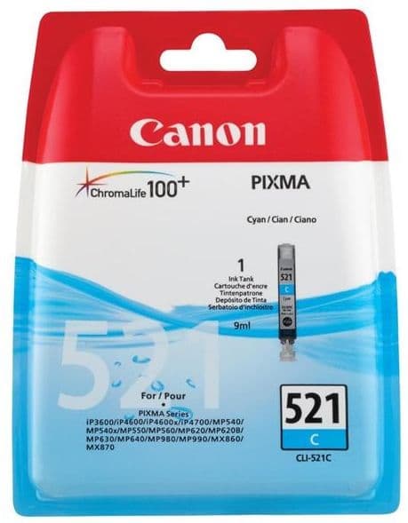 Cartus de cerneala Canon CLI-521C Cyan (2934B001, CLI521C)