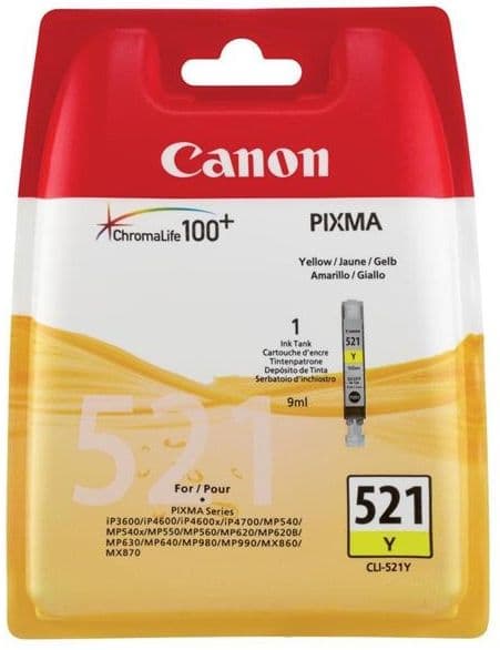 Cartus de cerneala Canon CLI-521Y Yellow (2936B001, CLI521Y)