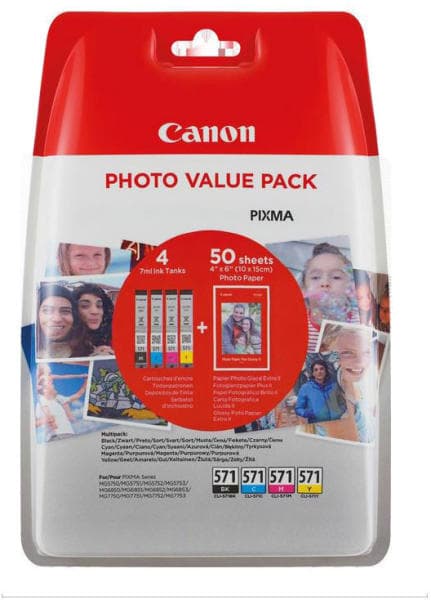 Set cartuse de cerneala Canon CLI-571 KCMY +50 Photo (0386C006, CLI571KCMY)