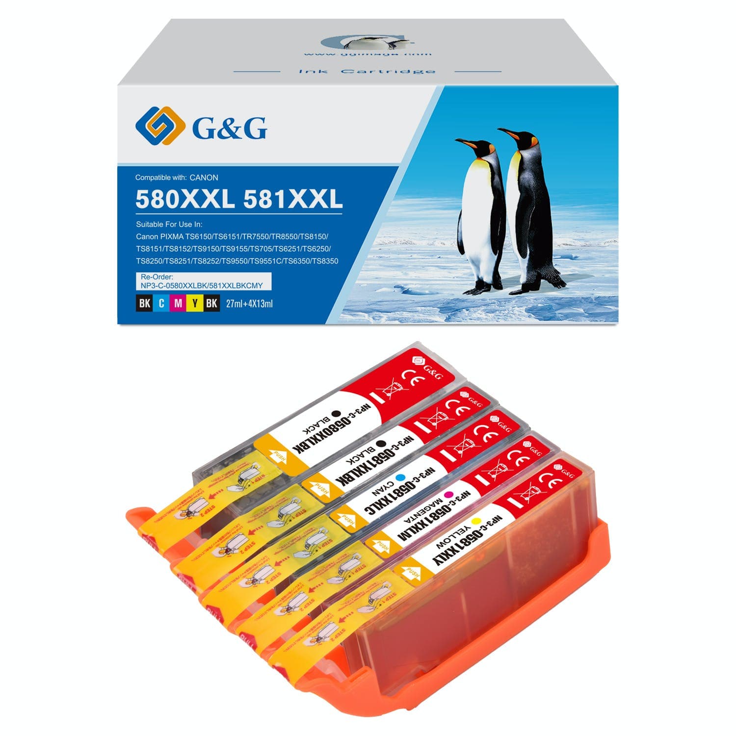 Pachet cartuse premium G&G Canon PGI-580XXL / CLI-581XXL