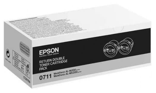 Cartus de toner x2 (2.5K) Epson 0711 Double Pack Black (C13S050711)