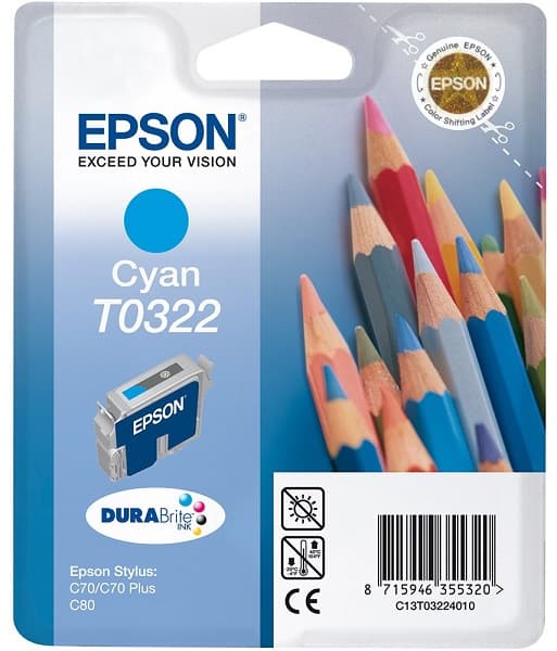 Cartus de cerneala original Epson T0322 Cyan (C13T03224010 )