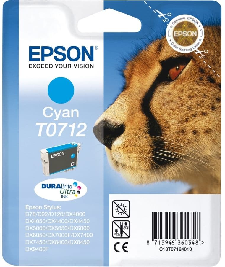 Cartus de cerneala original Epson T0712 Cyan (C13T07124010)