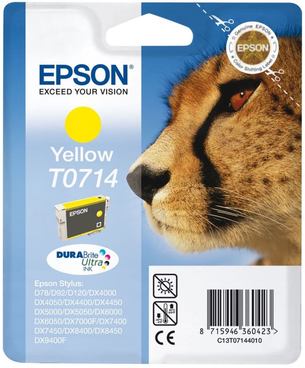 Cartus de cerneala original Epson T0714 Yellow (C13T07144010)