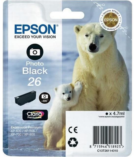 Cartus de cerneala original Epson 26 Photo Black (C13T26114010)