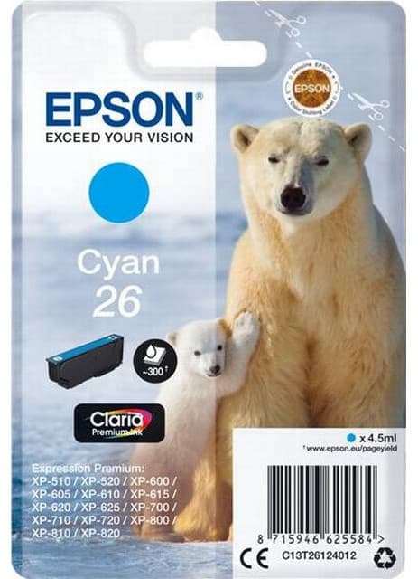 Cartus de cerneala original Epson 26 Cyan (C13T26124010)