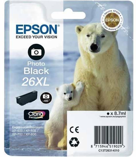Cartus de cerneala original Epson 26XL Photo Black (C13T26314010)