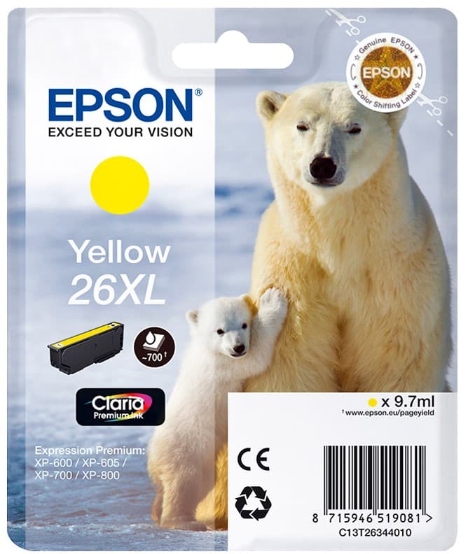 Cartus de cerneala original Epson 26XL Yellow (C13T26344010)