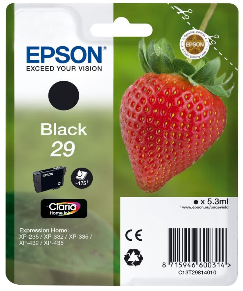 Cartus de cerneala original Epson 29 Black (C13T29814010)
