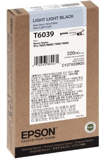 Cartus de cerneala original Epson T6039 Light Light Black (C13T603900)