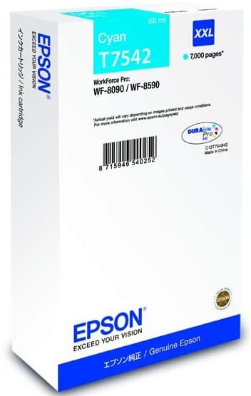 Cartus de cerneala original Epson T7542 Cyan (C13T754240)