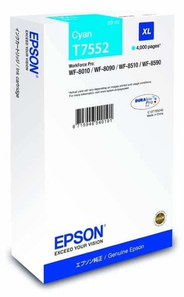Cartus de cerneala original Epson T7552 Cyan (C13T755240)