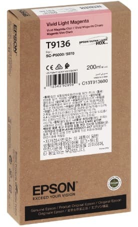 Cartus de cerneala original Epson T9136 Vivid Light Magenta (C13T913600)