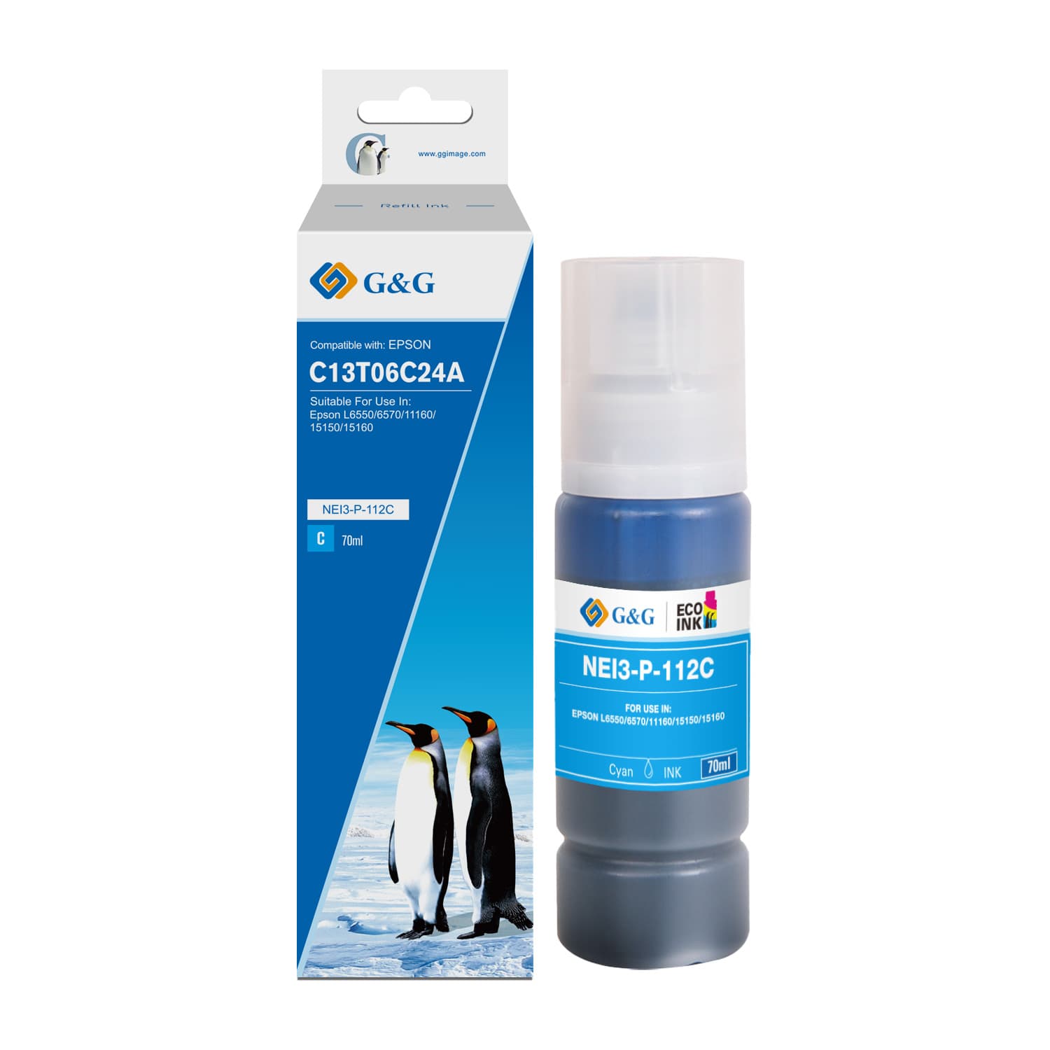 Flacon cerneala Premium G&G Epson 112 Cyan (C13T06C24A)