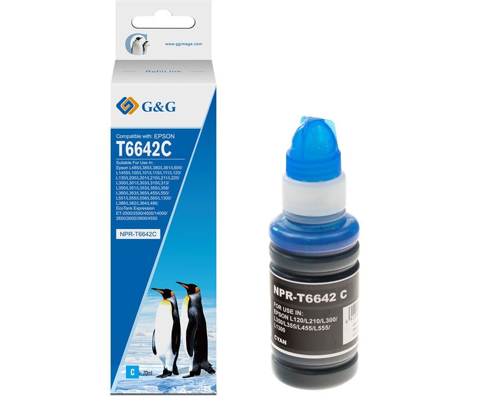 Flacon cerneala Premium G&G Epson T6642 Cyan (C13T664240)