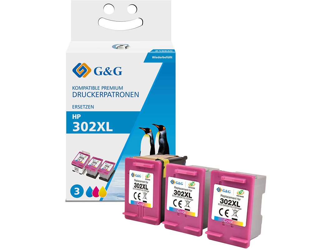 Cartus Premium G&G 3x HP 302XL Color (F6U67AE)