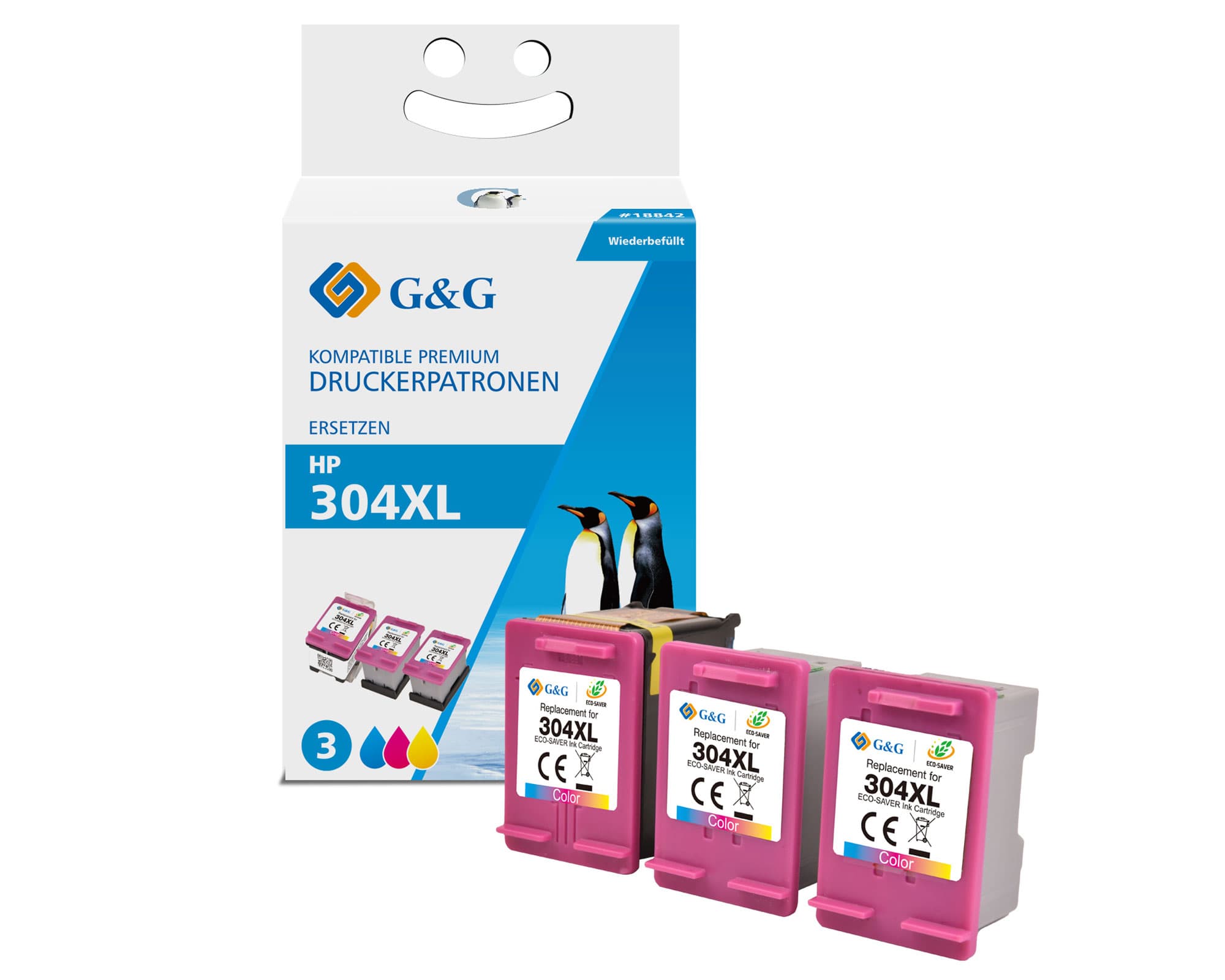 Cartus Premium G&G 3x HP 304XL Color (N9K07AE)