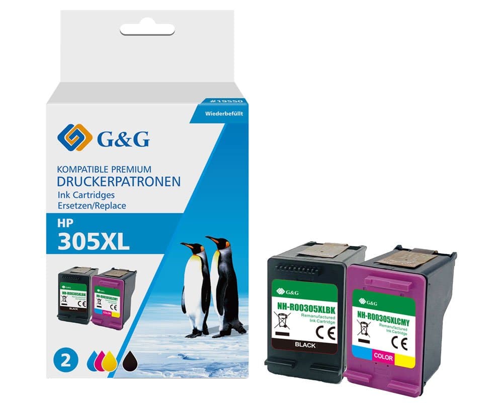 Pachet cartuse premium G&G HP 305XL (3YM61AE, 3YM63AE)