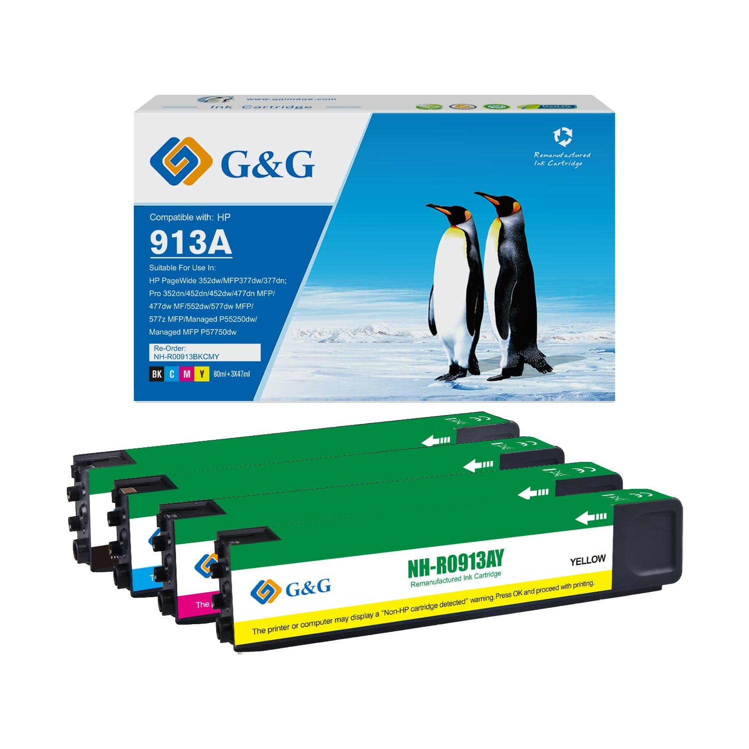 Pachet cartuse premium G&G HP 913A CMYK