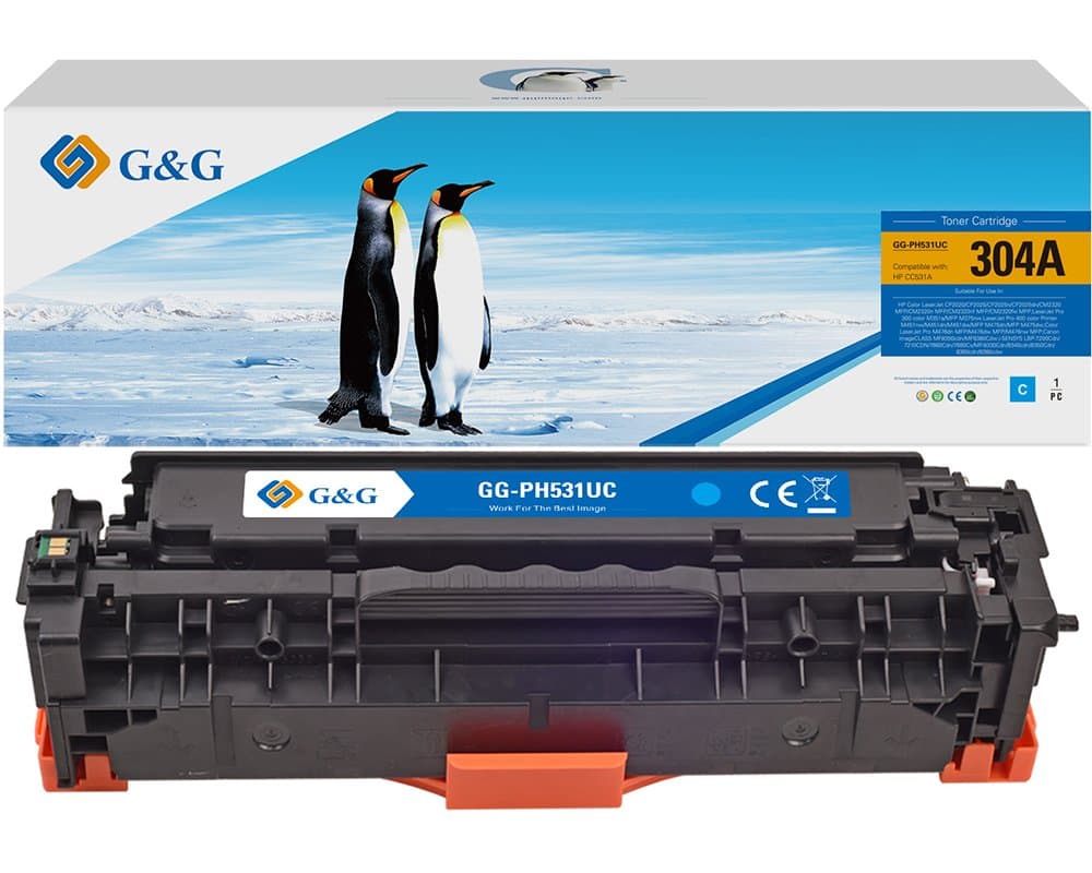 Toner Premium G&G (2.8K) HP 304A Cyan (CC531A)