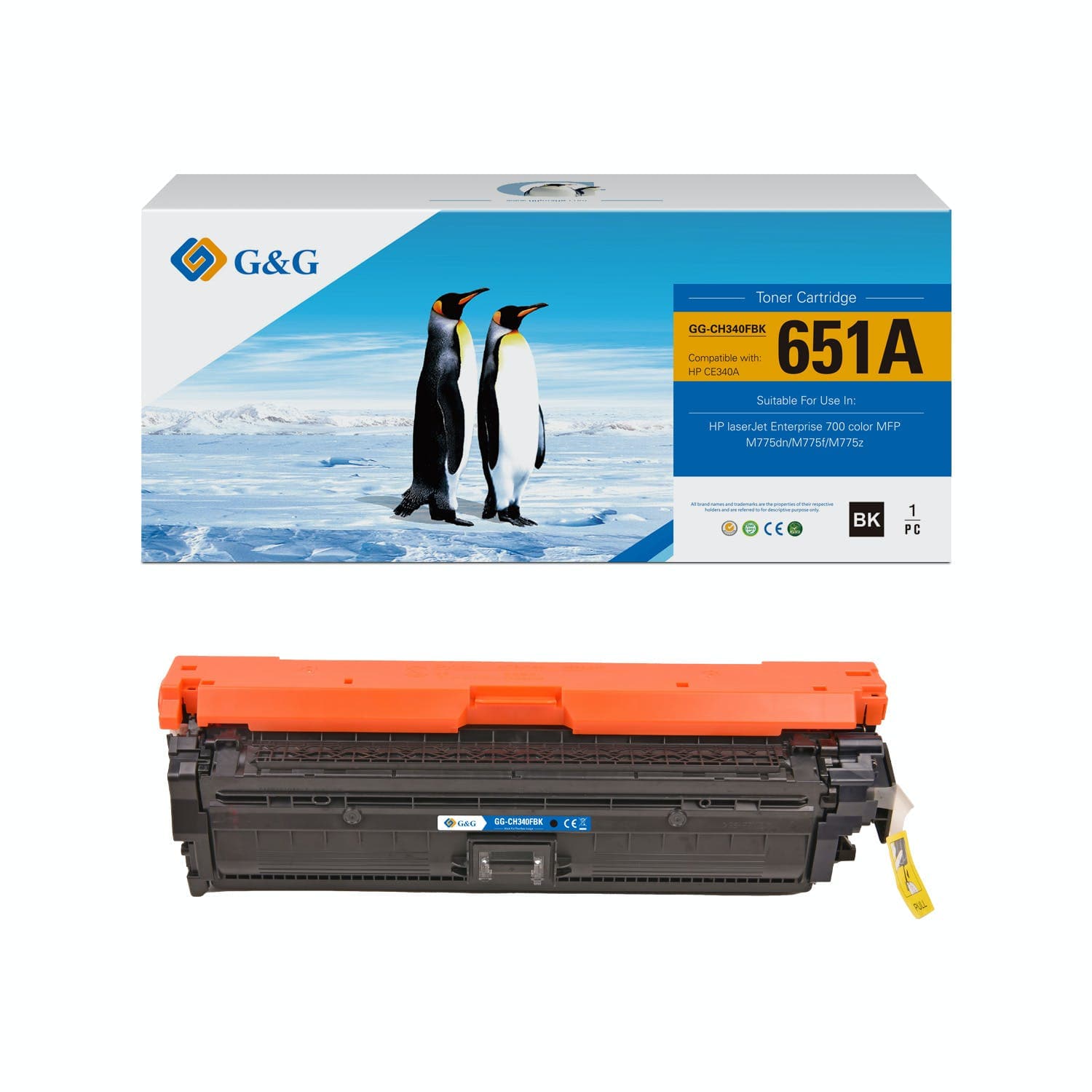 Toner Premium G&G (13.5K) HP 651A Black (CE340A)