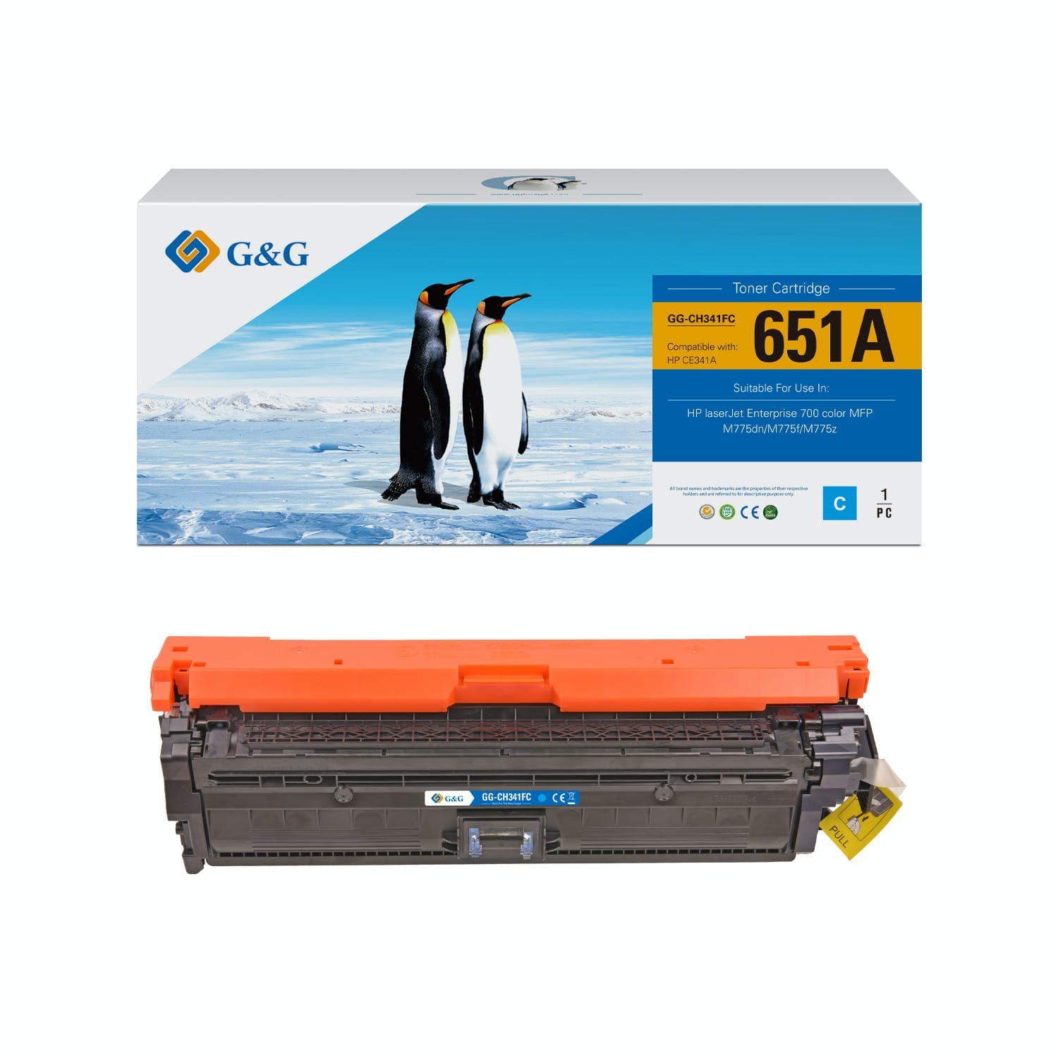 Toner Premium G&G (16K) HP 651A Cyan (CE341A)