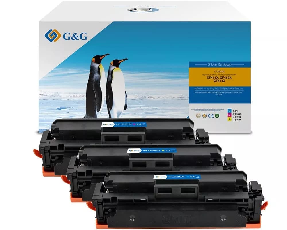 Pachet tonere premium G&G HP 410X Cyan/ Magenta/ Yellow (CF252XM, CMY)