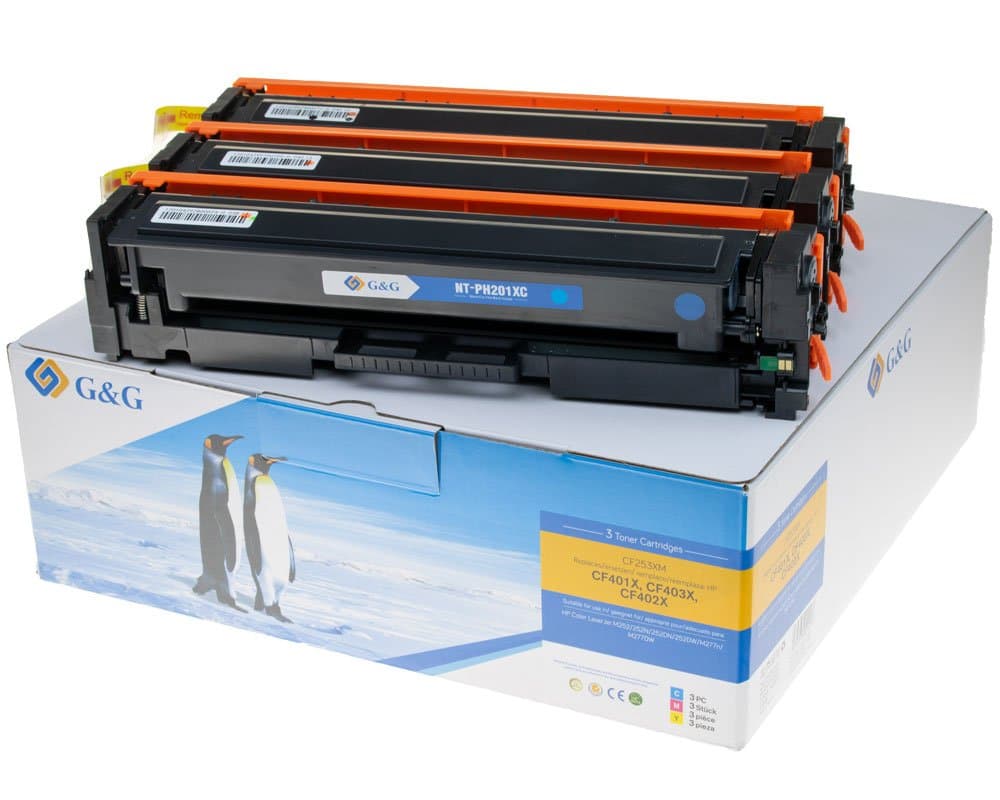 Pachet tonere premium G&G HP 201X Cyan/ Magenta/ Yellow (CF253XM, CMY)