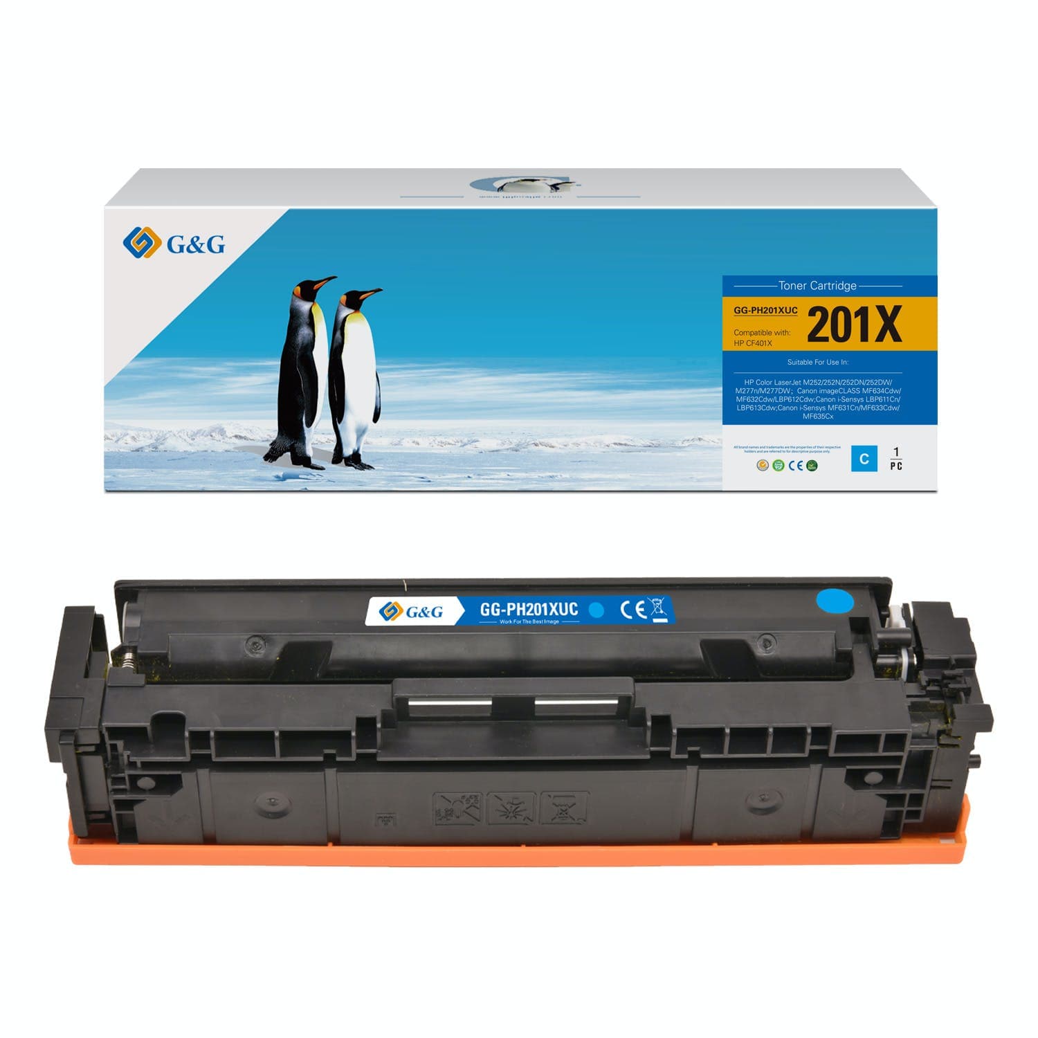 Toner Premium G&G (2.3K) HP 201X Cyan (CF401X)