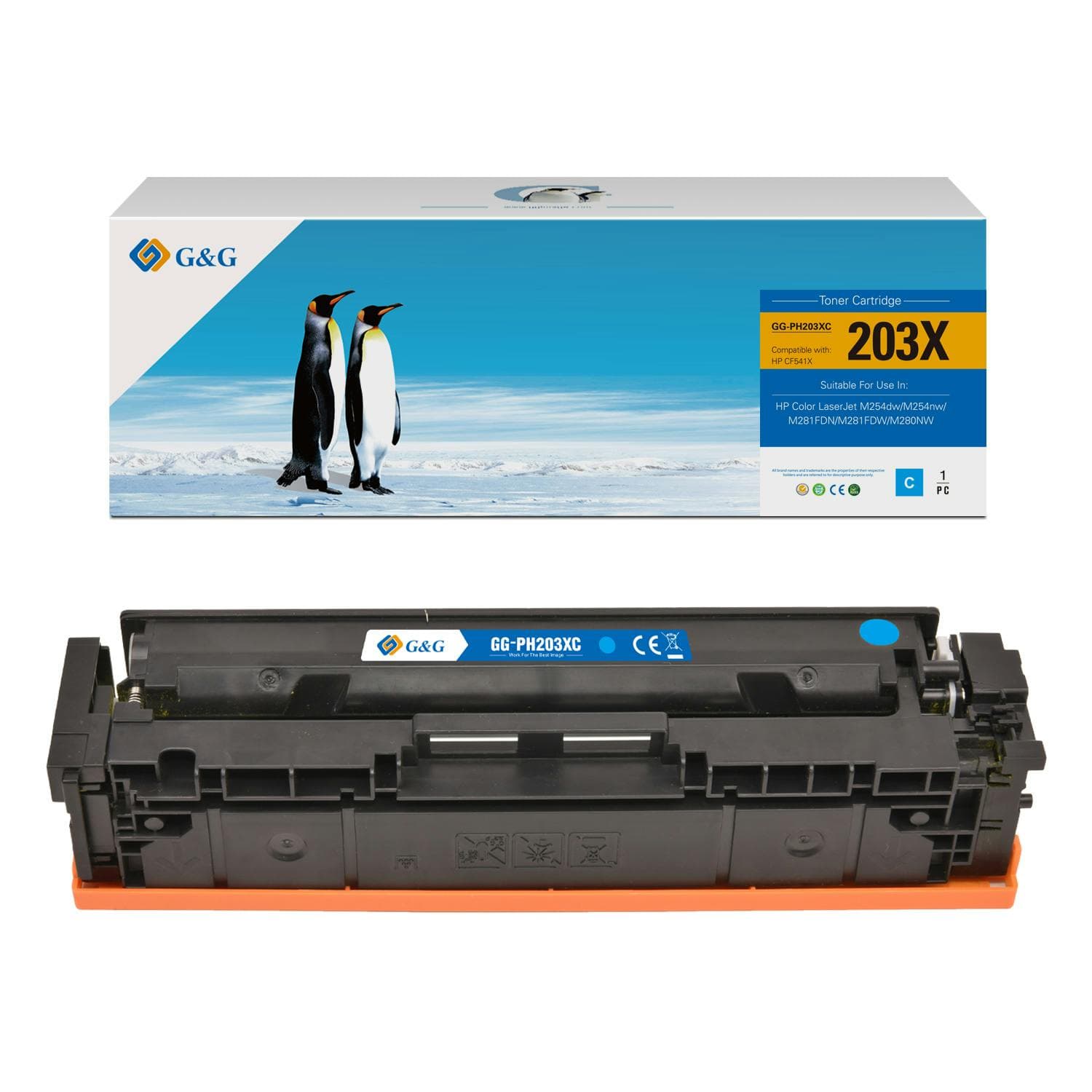 Toner Premium G&G (2.5K) HP 203X Cyan (CF541X)