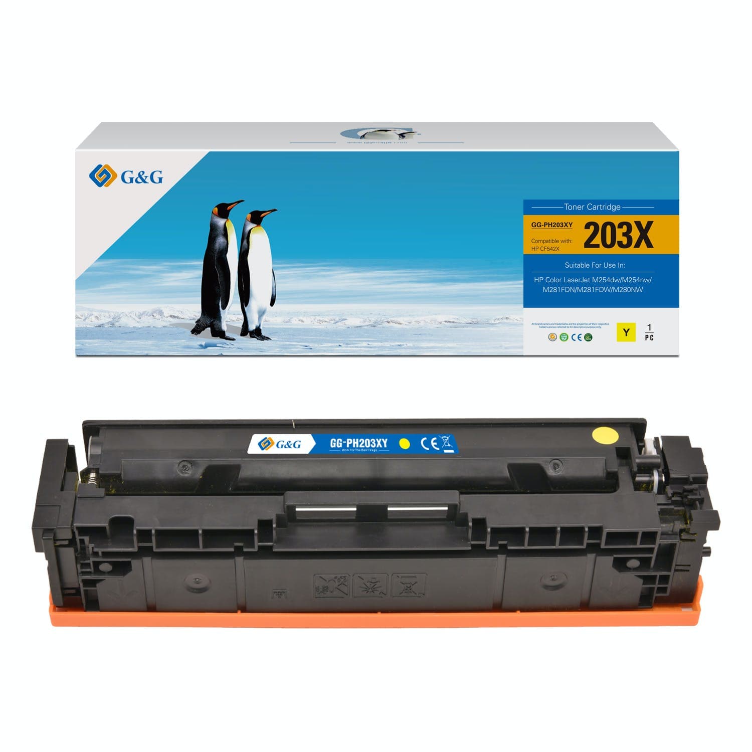 Toner Premium G&G (2.5K) HP 203X Yellow (CF542X)