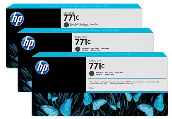 Pachet de cerneala original HP 771C (X3) Matte Black (B6Y31A)