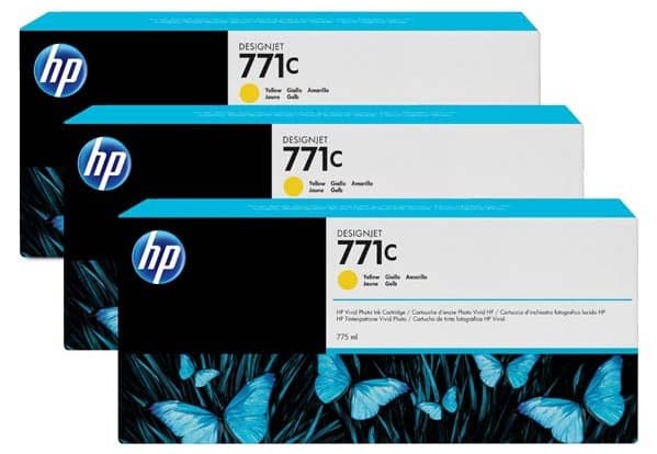 Pachet de cerneala original HP 771C (X3) Yellow (B6Y34A)
