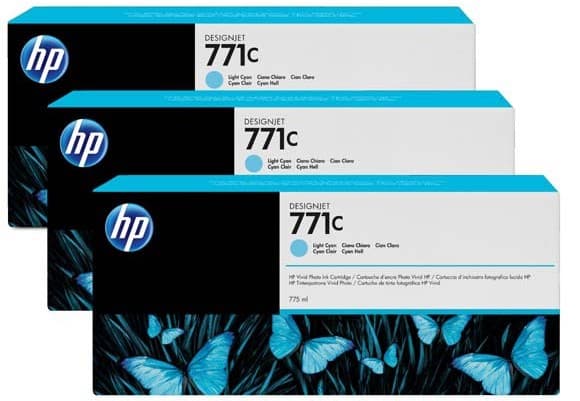 Pachet de cerneala original HP 771C (X3) Light Cyan (B6Y36A)