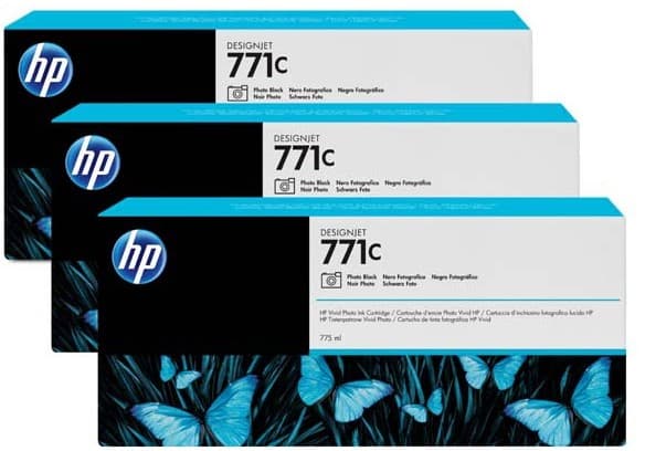 Pachet de cerneala original HP 771C (X3) Photo Black (B6Y37A)