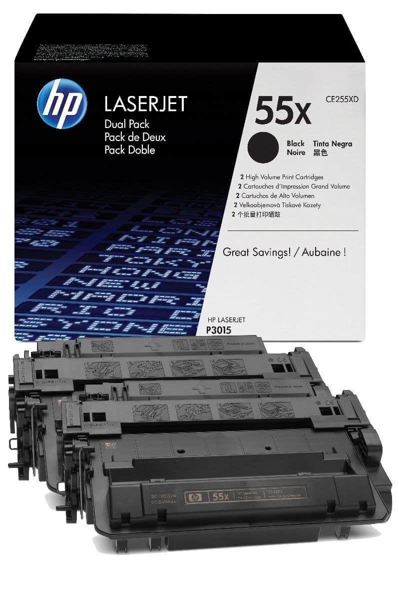 Cartus de toner x2 (27K) HP 55X Black Dual Pack (CE255XD)