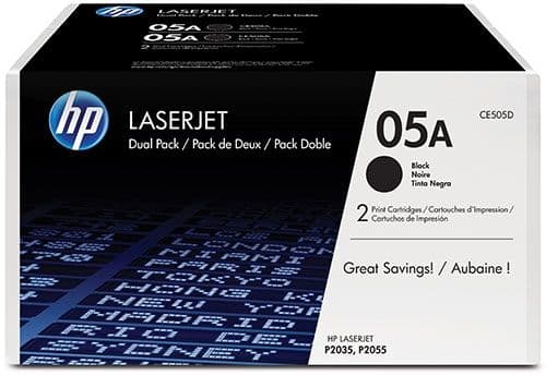 Cartus de toner x2 (4.6K) HP 05A Black Dual Pack (CE505A)