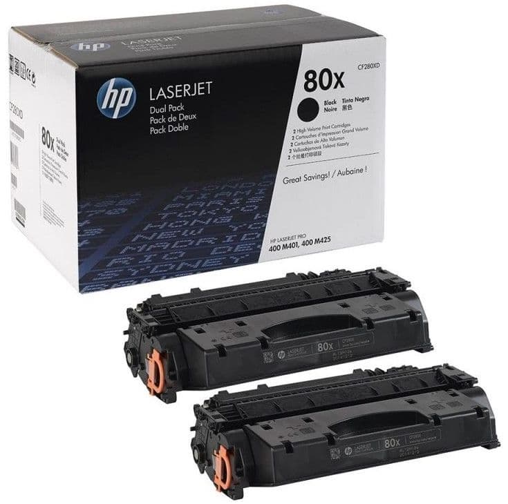 Cartus de toner x2 (13.8K) HP 80X Black Dual Pack (CF280XD)