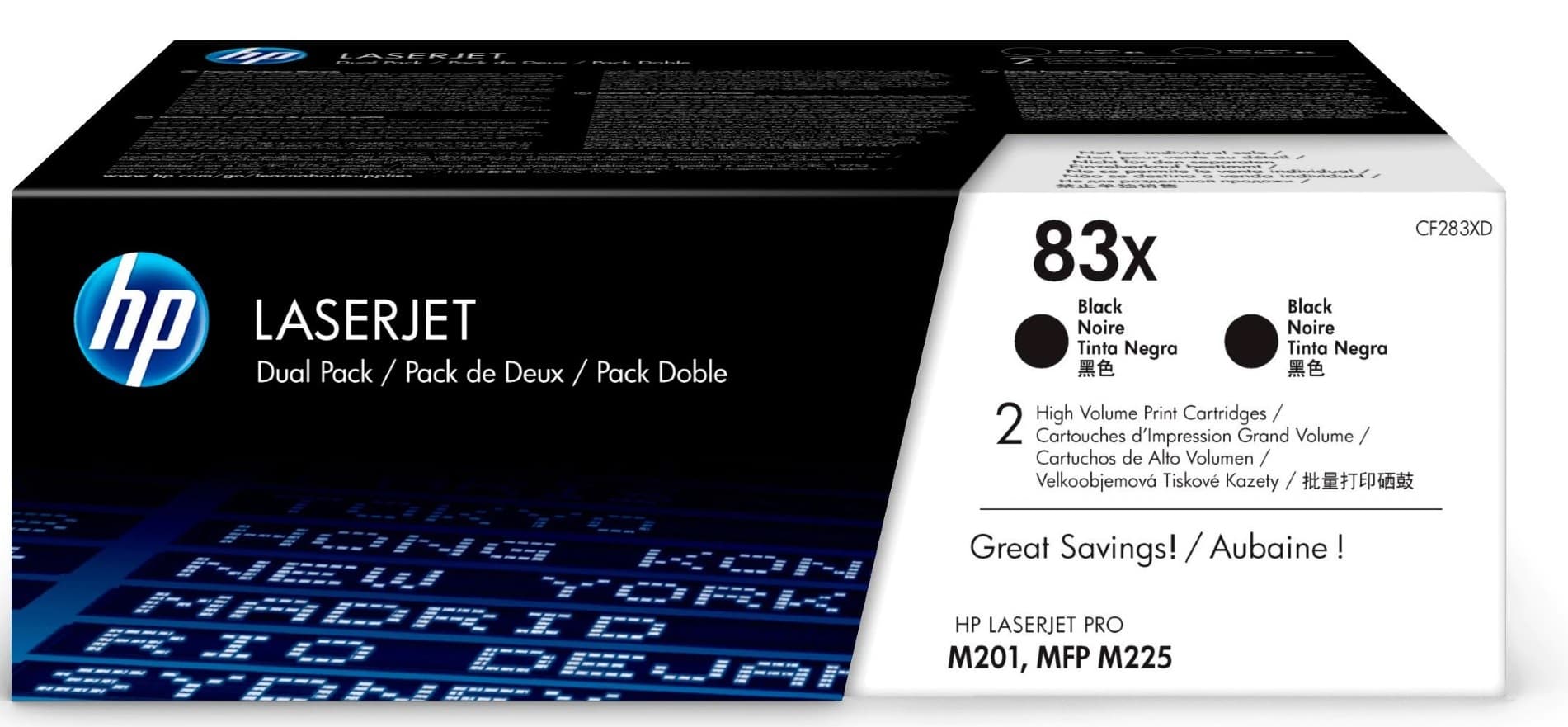 Cartus de toner x2 (4.4K) HP 83X Black Dual Pack (CF283XD)