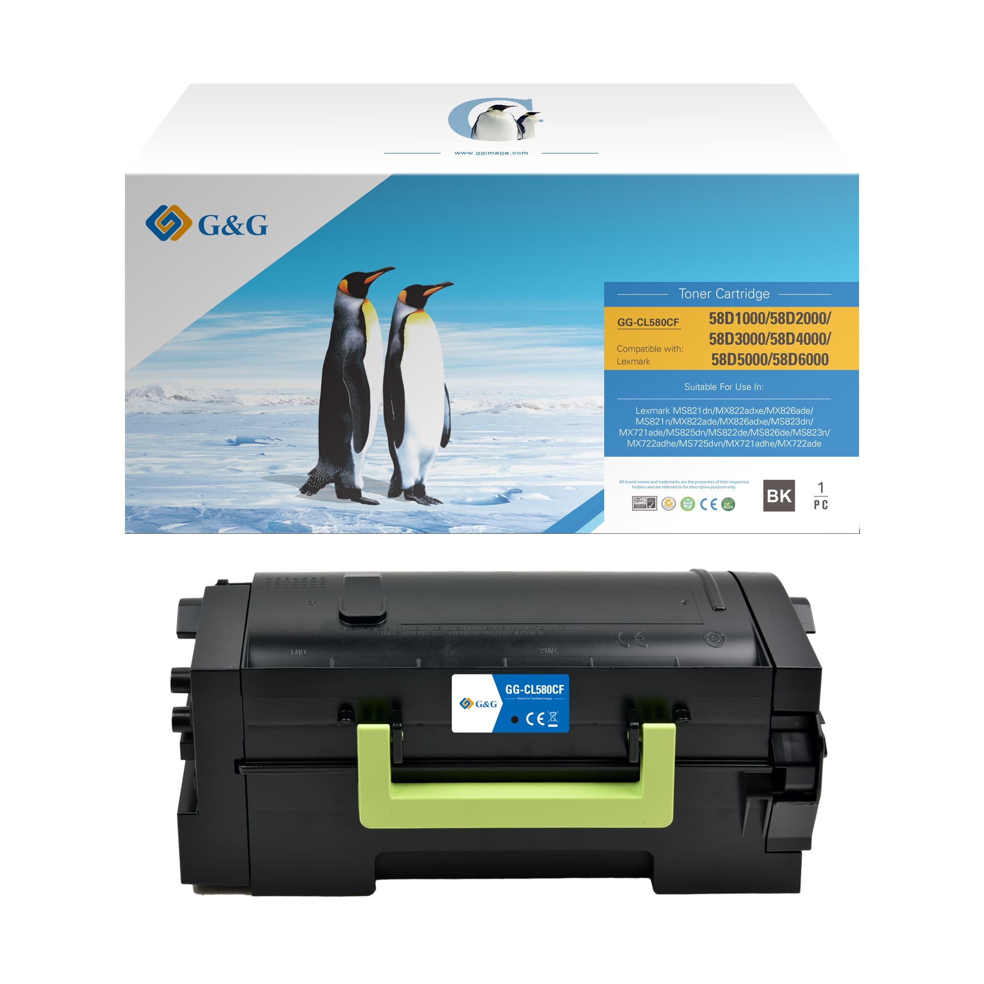 Toner Premium G&G (7.5K) Lexmark 58D2000 Black
