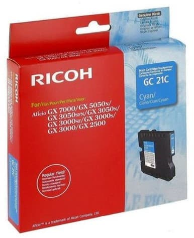 Cartus de gel original Ricoh GC 21C Cyan (405533, GC-21C)