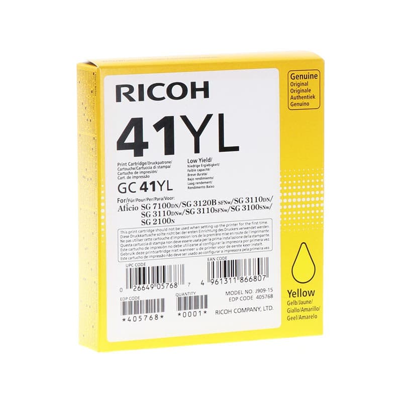 Cartus de gel original Ricoh GC 41YL Yellow (405768, GC-41YL)