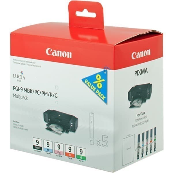Pachet de cartuse Canon PGI-9 Multipack V2 (1033B013AA, PGI9 MBK/PC/PM/R/G)